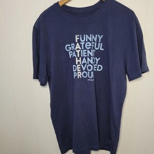 NEW Life Is Good Crusher Tee Shirt Grateful Dad Mens M Blue Short Sleeve